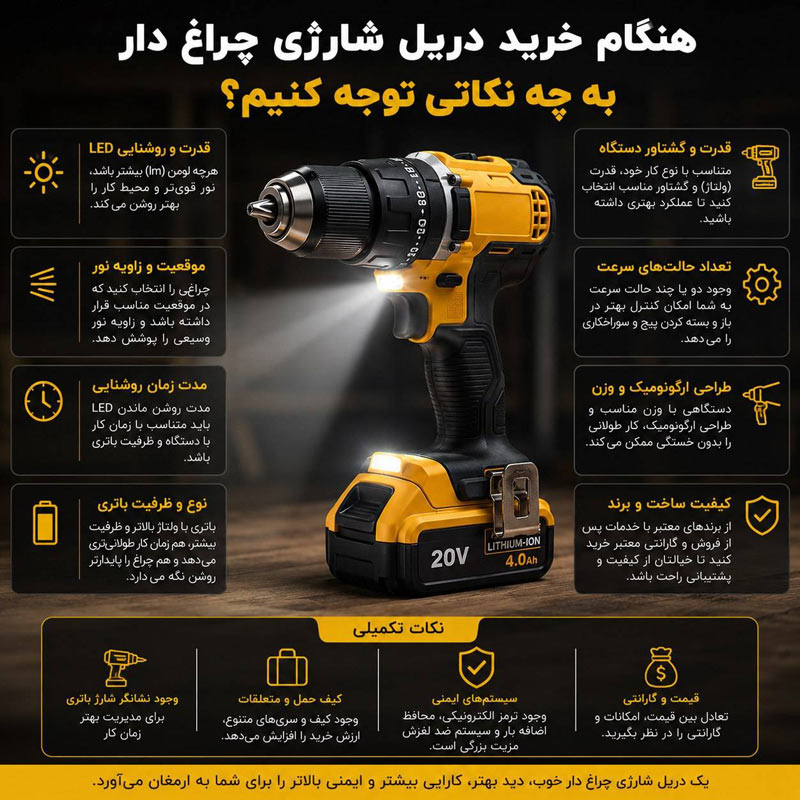 لامپ LED در دریل شارژی چه کاربردی دارد؟